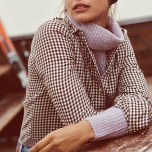 Madewell Flannel Tie-Front Shirt Gingham Check XXL